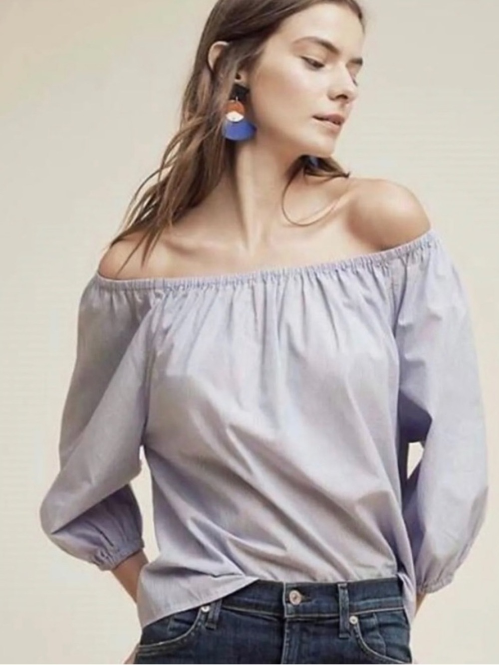 Maeve Lavender Off-Shoulder Peasant Blouse